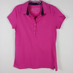 Gloria Vanderbilt Size S Pink Polka-dot Adeline Polo Shirt Retro